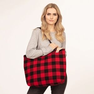 Plaid Red and Black Buffalo Check Tote Bag - Unbranded